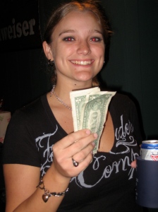 Chris' sister keeps the money for all the gambling rounds to keep the guys honest