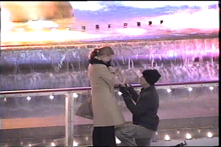 Chris popping the question at Rockefellar Center